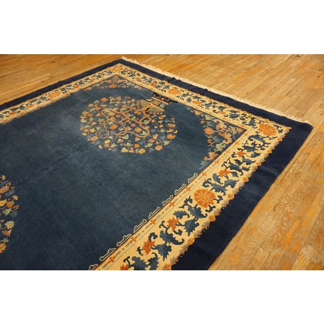 1930s Royal Blue Vase Tree Antique Chinese Peking Carpet 9'4'' X 11'9'' Knotted Wool Rug For Sale In New York - Image 6 of 13
