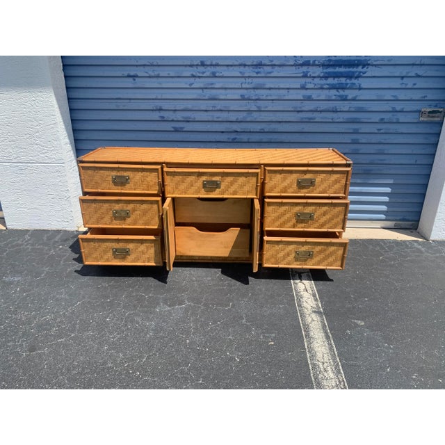 Late 20th Century Rattan Dresser by Dixie With Faux Bamboo, Woven ...