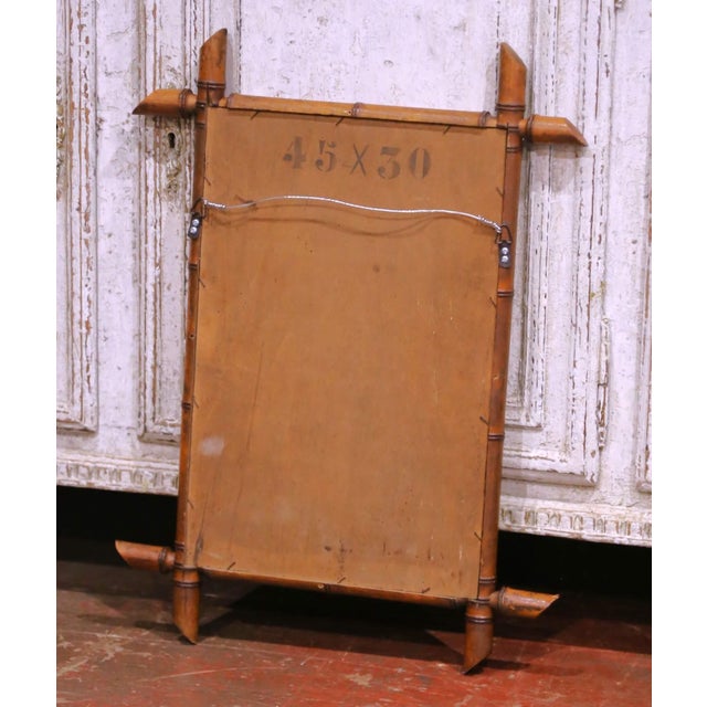 Wood Antique French Wall Mirror With Faux Bamboo Frame, Circa 1920 For Sale - Image 7 of 7