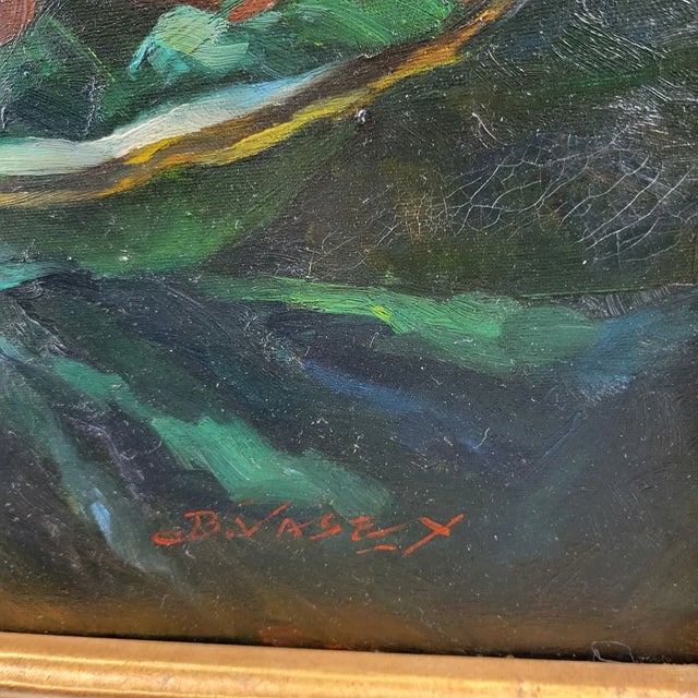 Mid 20th Century Vintage Oil on Canvas Floral Painting in Gold Gilt Frame, Signed For Sale - Image 5 of 5