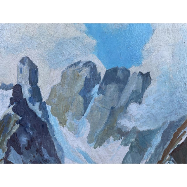 1950s Mount Cristallo and Landro Lake, Oil Painting, 1950s For Sale - Image 5 of 14
