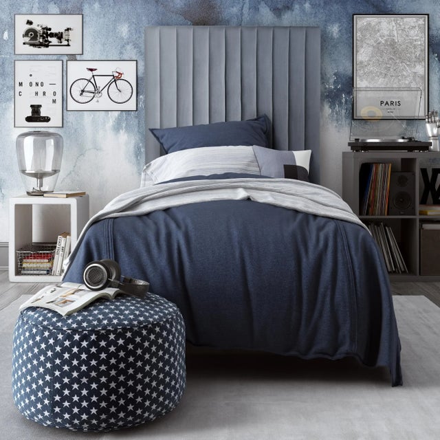 Arabelle Grey Velvet Twin Bed For Sale - Image 10 of 11