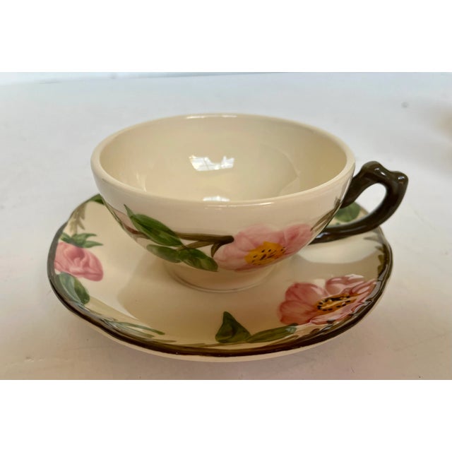 Franciscan China Vintage Franciscan Desert Rose Cups, Saucers, and Creamer For Sale - Image 4 of 13