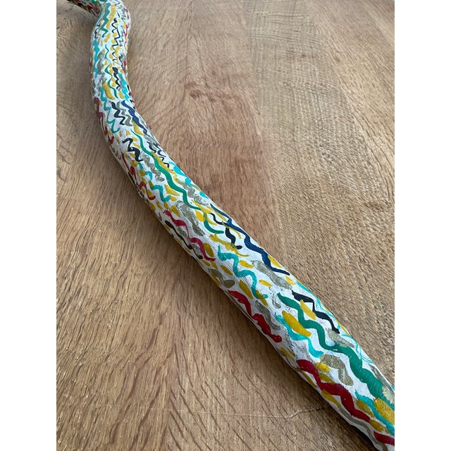 Sand 1970s Hand-Carved & Hand-Painted Wooden Folk Art Snake For Sale - Image 8 of 15