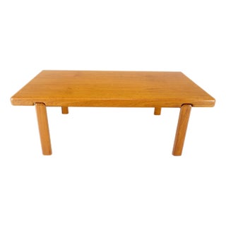 Danish Mid Century Modern Compact Rectangle Solid Teak Legs Coffee Table For Sale