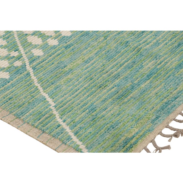 Rug & Kilim’s Moroccan Rug in Blue, Green and Beige Geometric Patterns For Sale In New York - Image 6 of 6