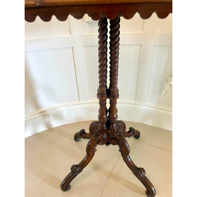 Brown Antique Victorian Figured Walnut Lamp Table, 1860s For Sale - Image 8 of 12