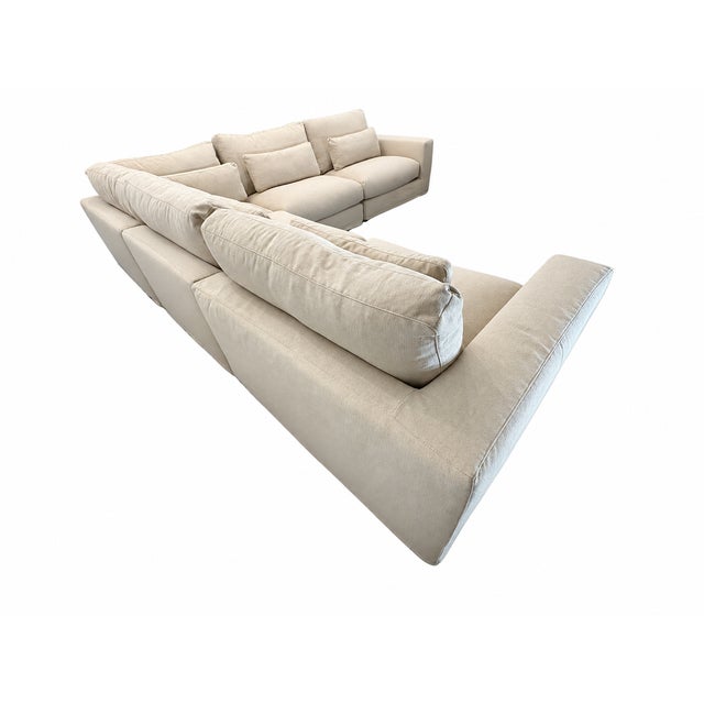 2020s Rh Lugano Modular 5-Piece Sectional | Italy | Down-Feather | Performance Linen Weave – Sand | Customizable For Sale - Image 5 of 18
