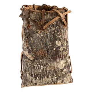 Native American Style Handmade Bark Basket or Berry Basket For Sale