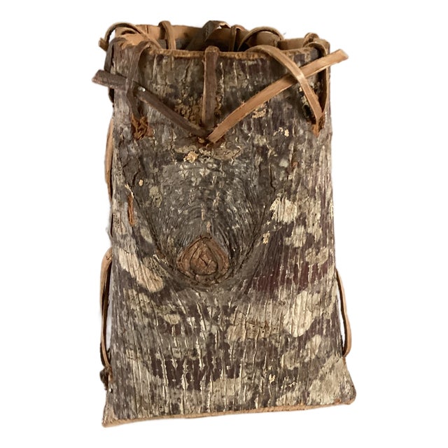 Native American Style Handmade Bark Basket or Berry Basket For Sale