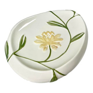2019 Contemporary Art Nouveau Boho Chic Crosscill Penelope Ceramic Catchall-Soap Dish. For Sale