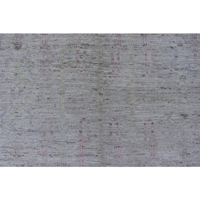 Modern Hand-Knotted Muted Tribal Rug in Wool With Sub-Geometric Design 5'1 X 6'9 For Sale - Image 4 of 12