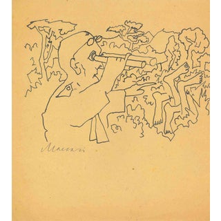 Mino Maccari, The Watcher, 1960s, Ink on Paper For Sale
