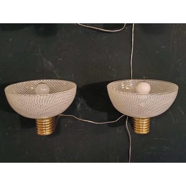 Reticello Murano Glass Wall Lamps by Paolo Venini for Venini, Italy, 1930s, Set of 2 For Sale - Image 6 of 11