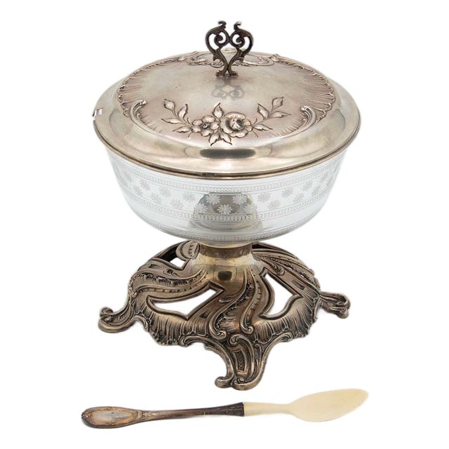 Acid-Etched Glass Compote For Sale