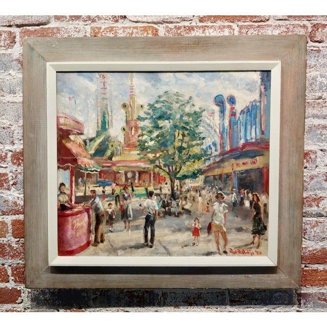 Paul Ortlip -1950s Palisades amusement Park in Fort Lee New Jersey-Oil painting Oil Painting on canvas - signed and dated...