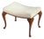 Antique Queen Ann Ottoman with Rectangular Wooden Cabriole Legs and White Upholstery, 1920s For Sale