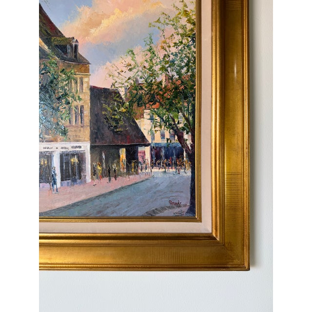Green Michel Pernes (French, B. 1943) “Visite Libre” Impressionist Village Street Scene Oil on Canvas Painting , Framed For Sale - Image 8 of 12