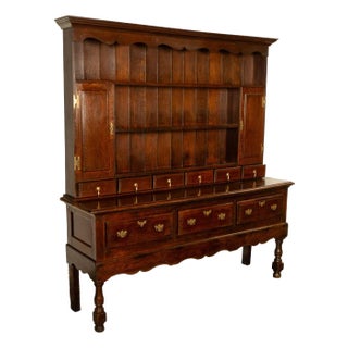 Antique 18th Century Georgian Oak Welsh Dresser Plate Rack Server Sideboard 1780 For Sale