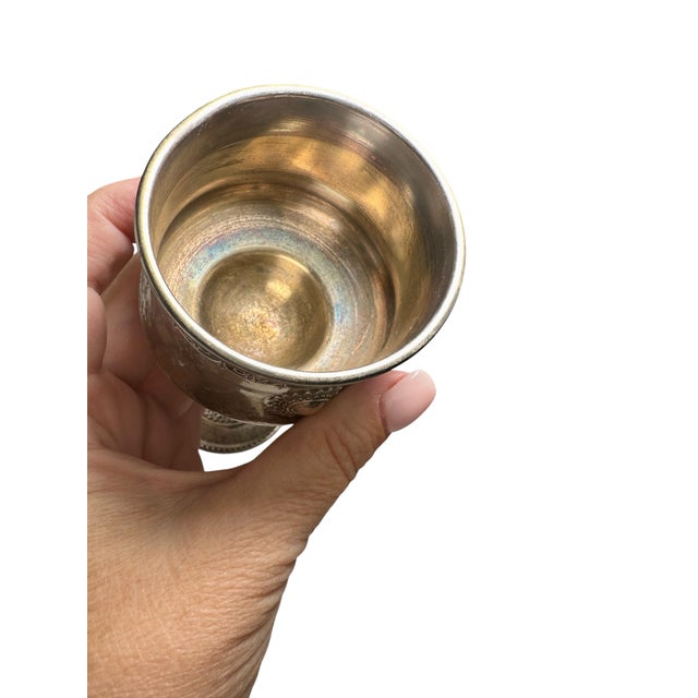 Religious Vintage Israeli Sterling Silver Bezalel-Style Filigree Kiddush Cup by Zadok. For Sale - Image 3 of 12