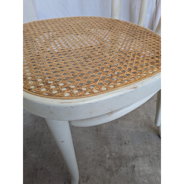 Vintage White Wood Dining Chairs with Cane Seats, 1970s, Set of 4 For Sale - Image 15 of 18