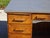 Large 9-drawer desk in oak and veneer, mid-20th century. Top: 137 x 77 cm, recently hand-patinated gray paint and finished...