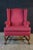 Wood Vintage Queen Anne Style Mahogany Wingback Club Library Accent Arm Chair Red For Sale - Image 7 of 18