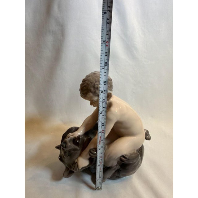 Ceramic Mid 20th Century Royal Copenhagen Faun With Bear Porcelain Figurine #648 For Sale - Image 7 of 8