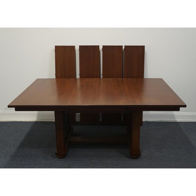 Canal Dover Solid Quarter Sawn Oak Contemporary Mission Style 120" Ironwork Trestle Dining Table For Sale - Image 9 of 12