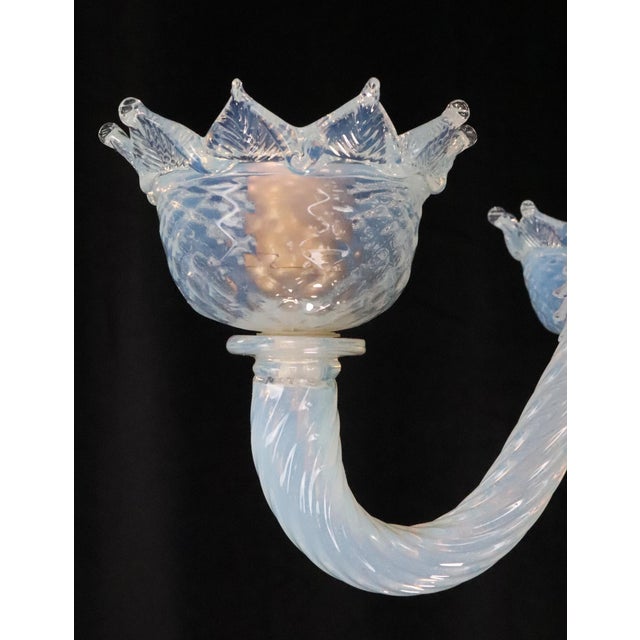 Metal Vintage Opalescent Murano Style Glass Chandelier For Sale - Image 7 of 14