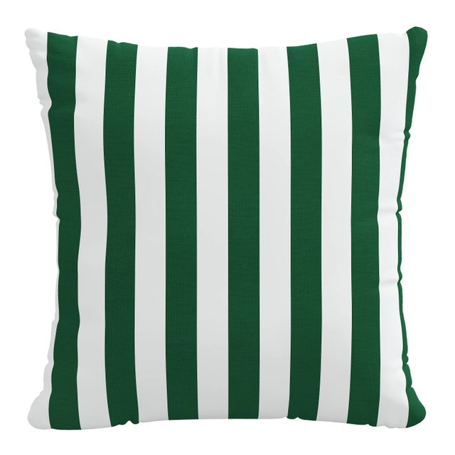 20" Indoor/Outdoor Pillow in Emerald Canopy Stripe For Sale In Chicago - Image 6 of 6