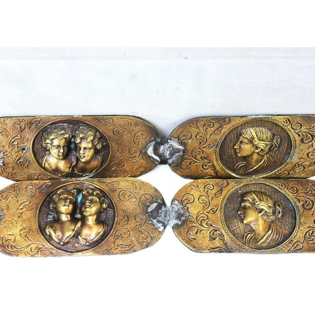 Metal Italian Neoclassical Bronze Furniture Mounts with Cherub and Cameo Medallions, 1900s, Set of 4 For Sale - Image 7 of 12