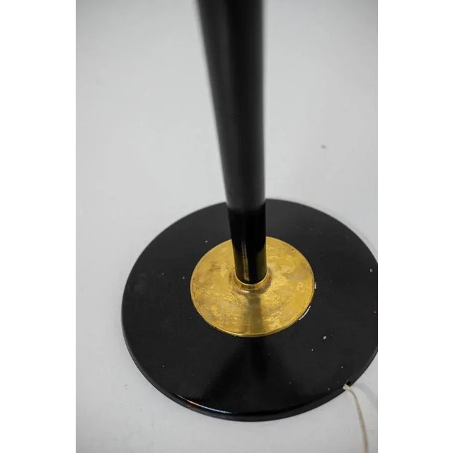 Gold Large Italian Opal Glass and Wood and Brass Table Lamp For Sale - Image 8 of 18