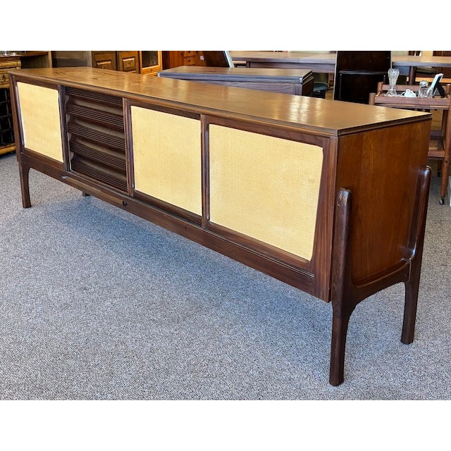 European Mid Century Modern Teak Credenza with Paper Cord Door Panels c.1960 Scandinavian Design - UK Import - Quality...
