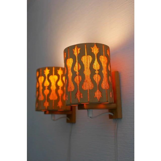 Vintage Scandinavian Pine Sconces, 1975, Set of 2 For Sale - Image 4 of 11