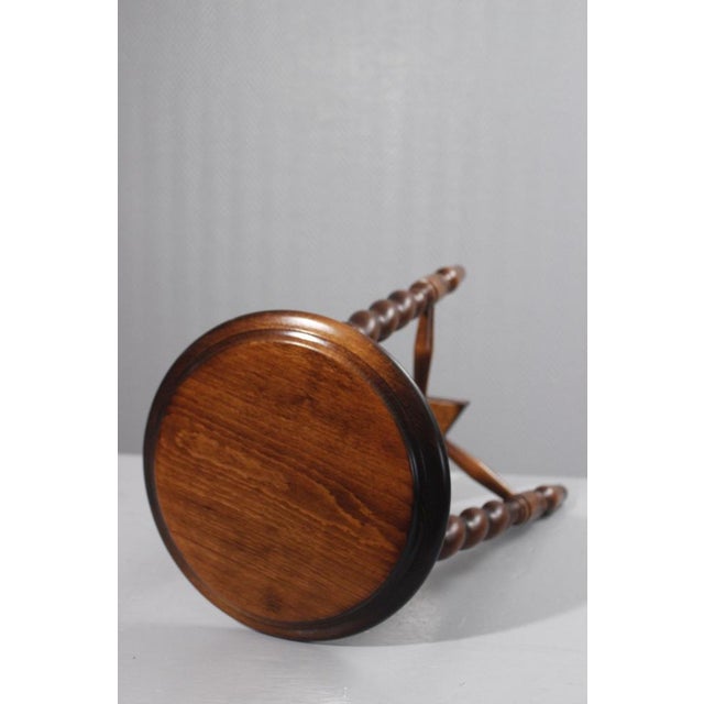 Brutalist Turned Wood Stool, 1950s For Sale - Image 10 of 15