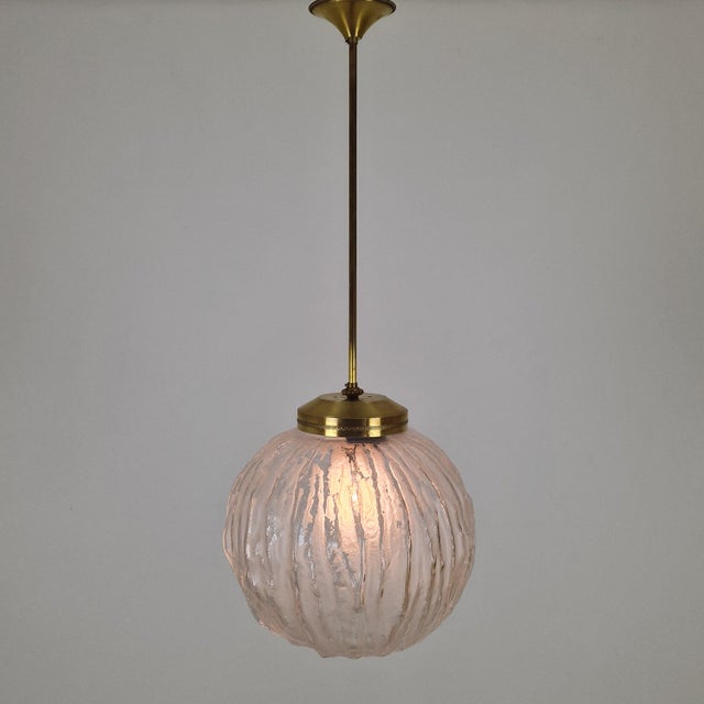Mid-Century Modern Mid-Century Modern Pendant Light in Murano Glass and Brass by Angelo Brotto for Esperia, 1970s For Sale - Image 3 of 11