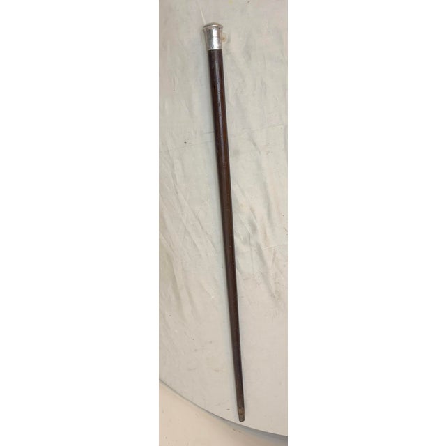 Wood Rare Antique 1776 Battle of Sullivan's Island Boat JBB Silver Walking Stick Cane For Sale - Image 7 of 13