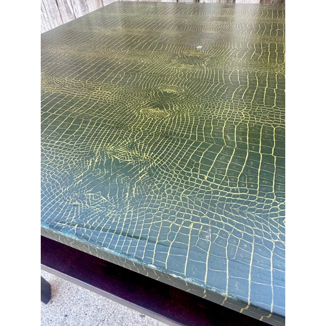 Mid-Century Modern Eliel Saarinen for Johnson Mahogany and Faux-Alligator Side Table For Sale - Image 3 of 5