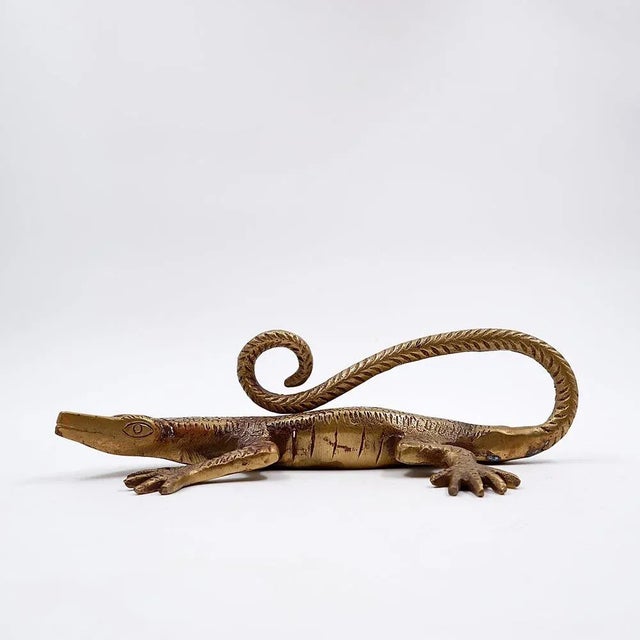 Komodo Lizard Brass Handle South Asia - Door Handle - Vintage Decor Komodo Lizard Brass Figurine, Door Handle, Drawer...