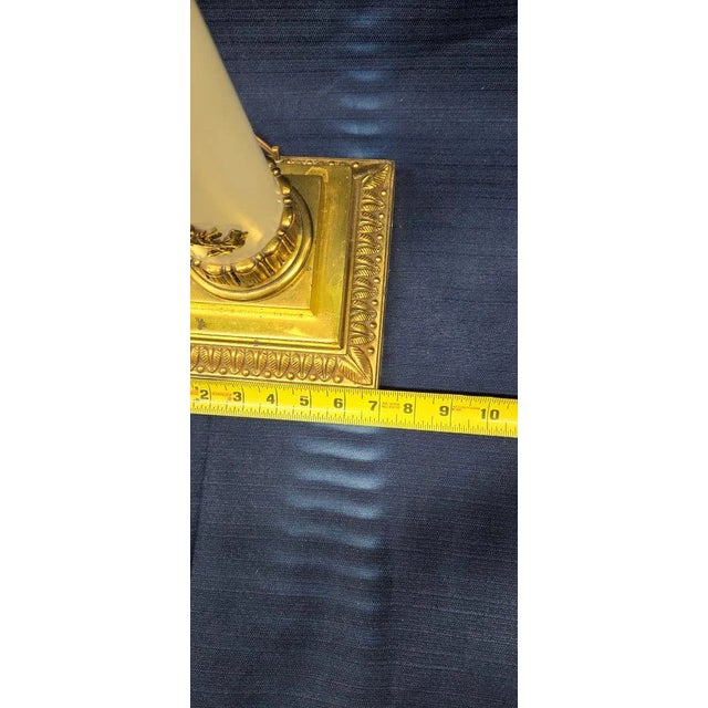 Vintage Metal Crème and Gold Colored Stemmed Table Lamp With Stick Lamp Bodice For Sale - Image 12 of 12