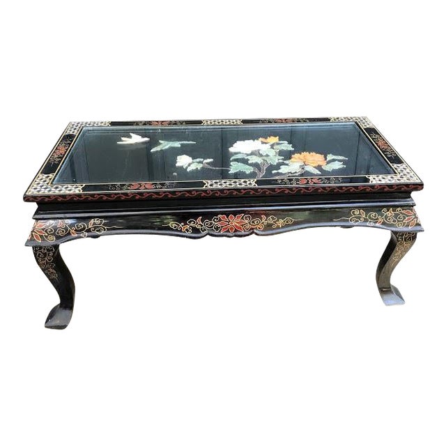 Asian Black Lacquered HandPainted Chinese Folding Coffee Table Chairish