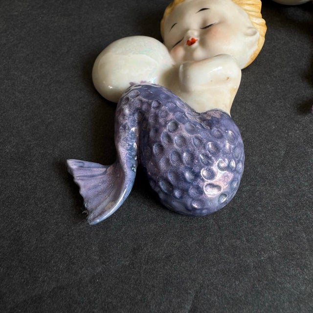 Vintage Norcrest Mermaid Bubble Wall Plaque Pink Purple Baby Rare 1950s Retro For Sale - Image 11 of 12