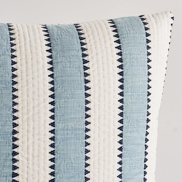 Mid-Century Modern Schumacher Isolde Stripe 18" Pillow in Sky For Sale - Image 3 of 4