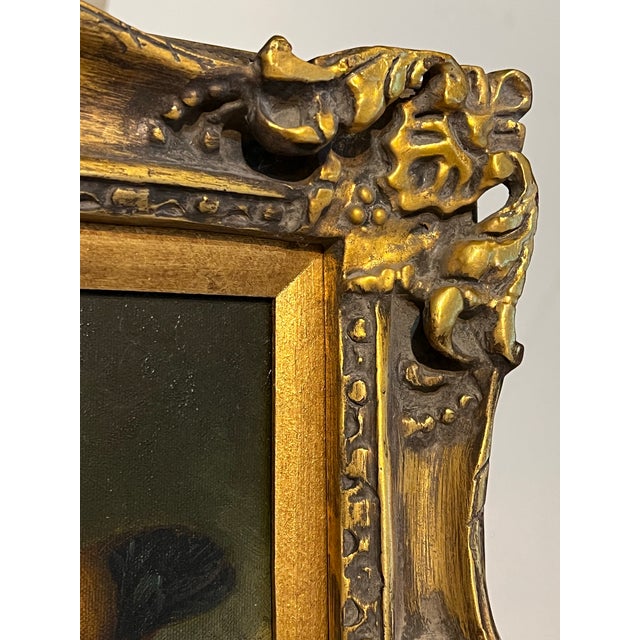 Mid 20th Century Brown Rooster Painting in Ornate Gold Frame For Sale - Image 9 of 12