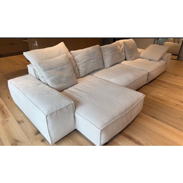2020s Luxury Italian Divani Neowall Three Seat Sofa With Left Facing Chaise & Seven Toss Pillows Design: Piero Lissoni For Sale - Image 5 of 6