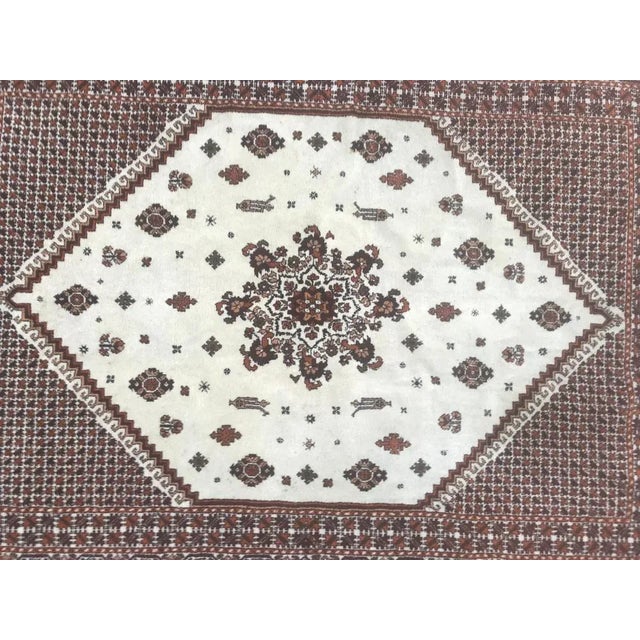Beautiful Mid-Century Moroccan Berbere rug with tribal geometrical design and a central medallion, and beige field with...