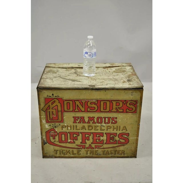 Late 19th Century Bonsor's Famous Philadelphia Coffee Tin Metal Storage Bin Tickle the Taster For Sale - Image 10 of 12