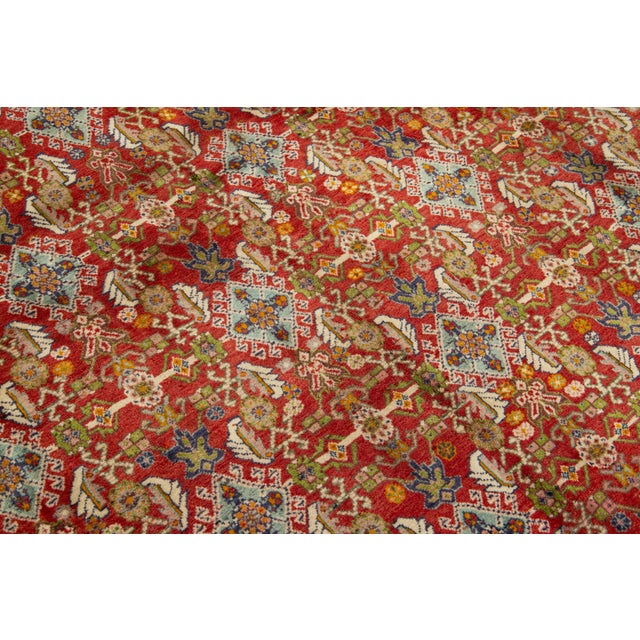 Textile Handmade Vntage Shiraz Wool Rug With Allover Design For Sale - Image 7 of 9