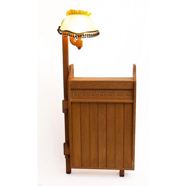 Wood Bar Cabinet with Floor Lamp by Guillerme et Chambron, 1950s For Sale - Image 7 of 13
